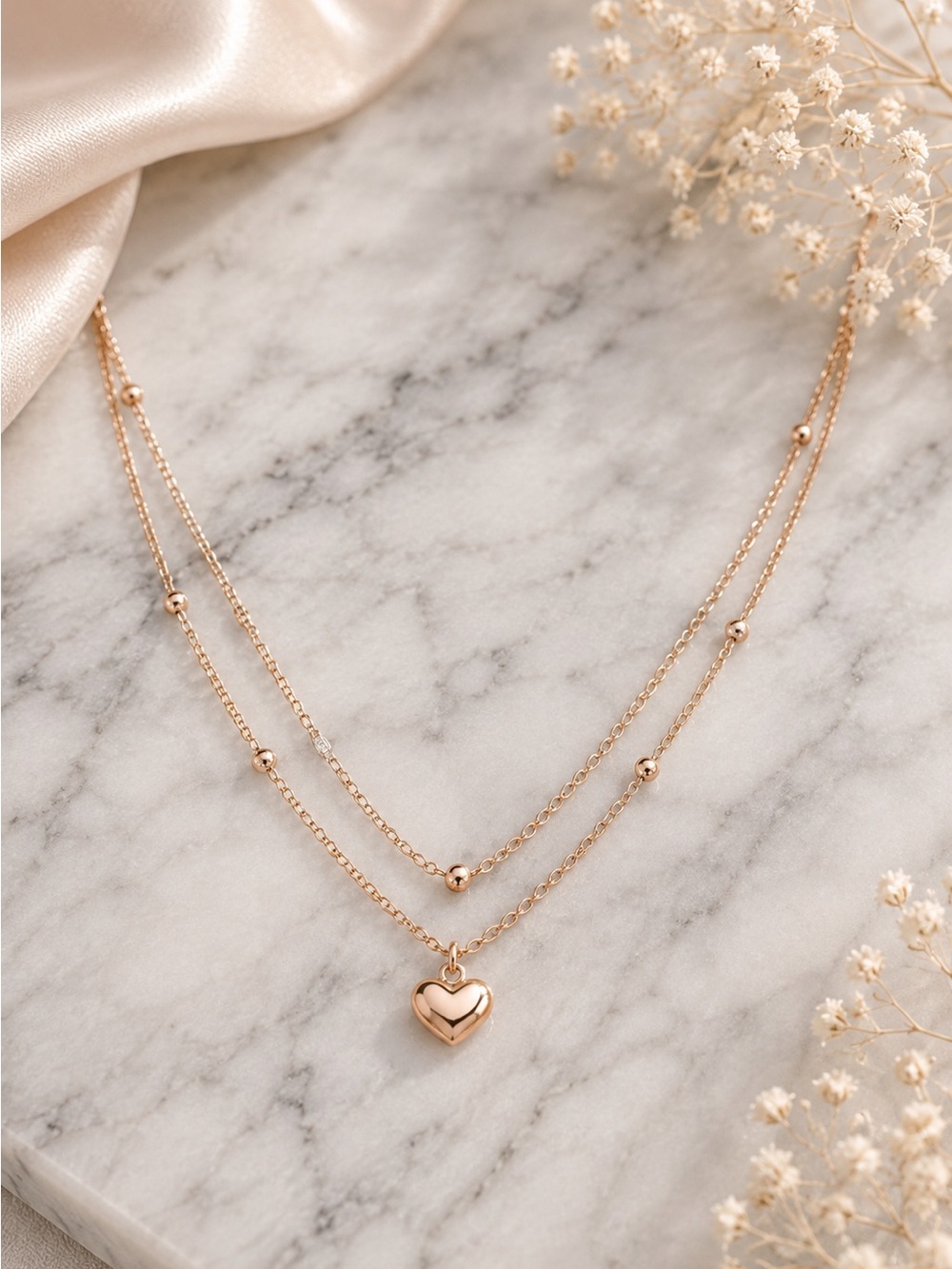 Gold-Tone Layered Heart Pendant Necklace